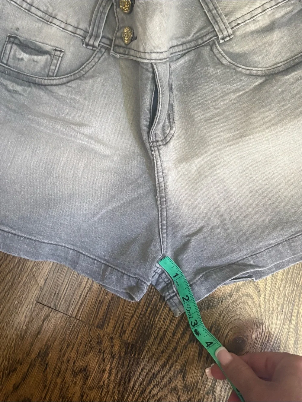 High-Waist Light Gray Women’s Denim Shorts